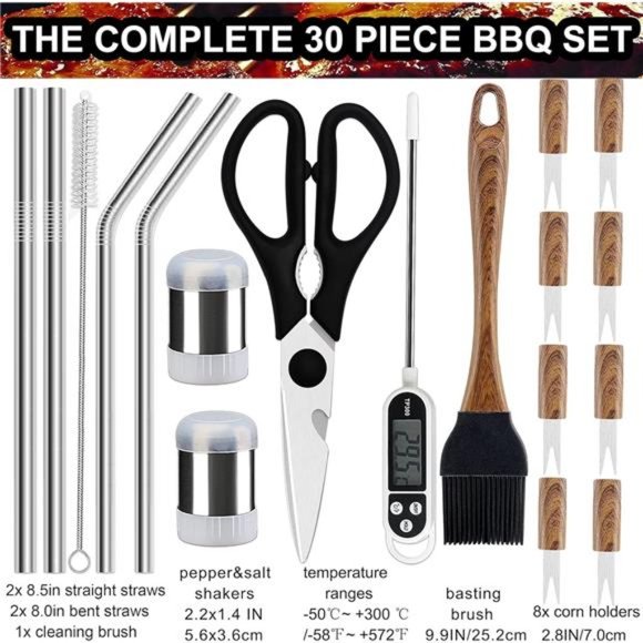 31PC BBQ Grill Accessories Set, Heavy Duty BBQ Tools Set for Men & Women Gift - Picture 3 of 6